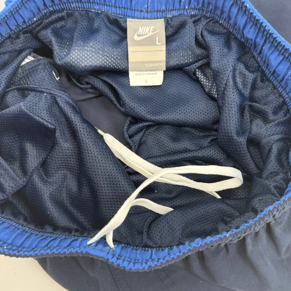 Nike Swim Shorts Mens L Navy Blue Colorblock Mesh Lined Board‎ Trunks T8SS7222